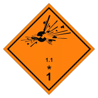 Знак опасного груза. Класс 1.1, 1.2, 1.3. Взрывчатое вещество